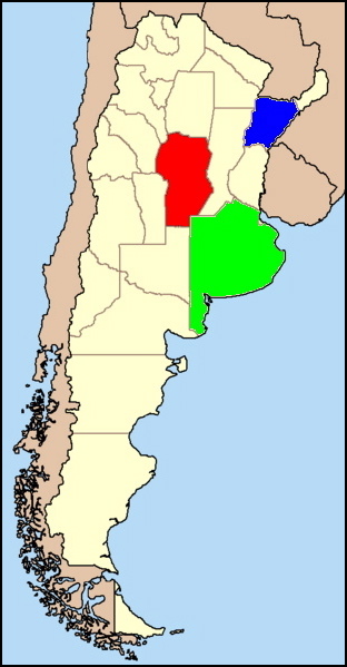 Argentinien mit den Provinzen Buenos Aires, Córdoba und Corrientes