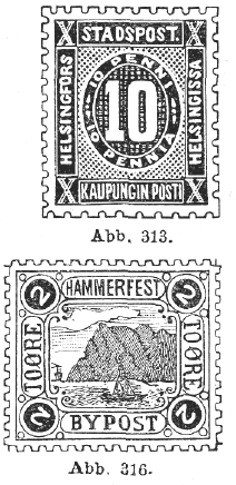 Privatmarken Norwegen aus dem Buch von Haas (1906)