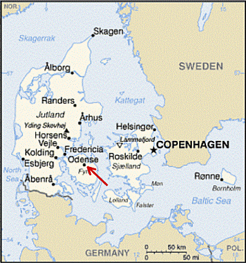 Karte von Dänemark – Odense