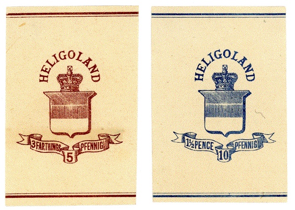 Streifbänder mit eingedrucktem Wertstempel von Helgoland