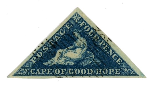 Kap der Guten Hoffnung / Cape of Good Hope: Kap-Dreieck (cape triangle) 4 Pence blau SG Nr. 4