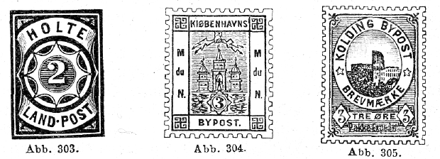 Privatmarken Dänemark aus dem Buch von Haas (1906)