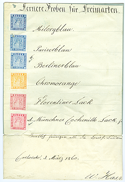 Farbproben vom 3. März 1860