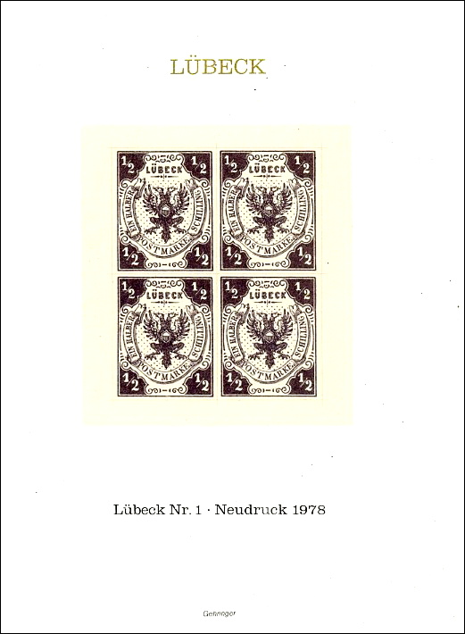 Lübeck: Neudruck Michel Nr. 1 von 1978