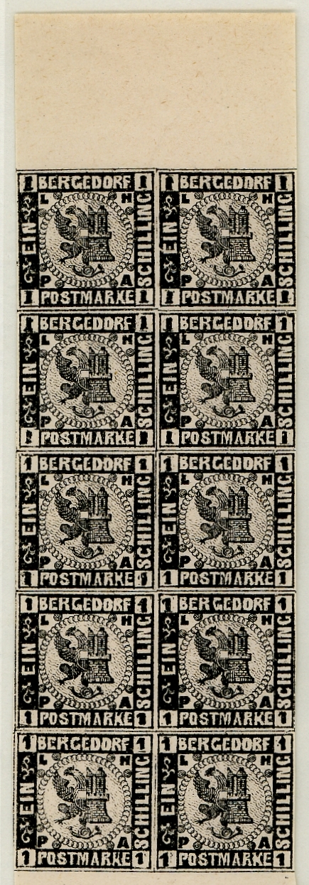 Bergedorf: Die 10 Umdrucktypen des Neudrucks IV von 1888, Michel Nr. 2