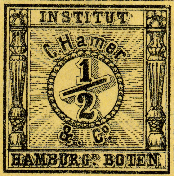Hamburger Boteninstitute, C. Hamer & Co.: Original der 1/2 Schilling-Marke