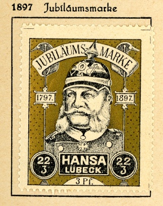 Lübeck Gedenkmarke 100. Geburtstag Kaiser Wilhelm I.