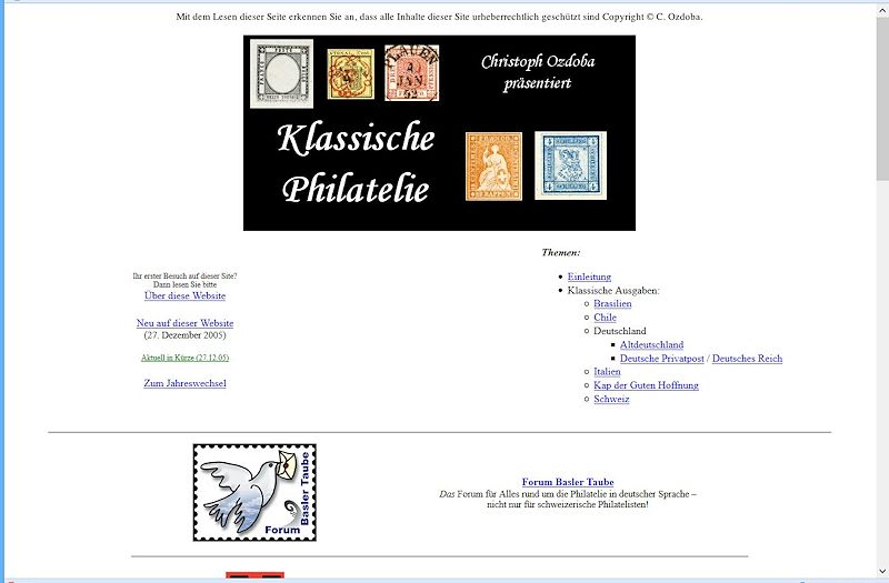 Screenshot Startseite 12/2005