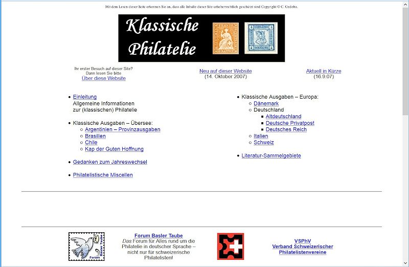 Screenshot Startseite 11/2007