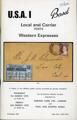 Rowe/von Gunten: USA I: Local and Carrier Posts, Western Expresses